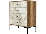 Dmora Cassettiera Molly 40X76X90.7H Cm Marrone Noce, 4 Cassetti Apertura Scorrevole