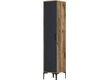 Dmora Armadio Multiuso 1 Anta Giusta 201.4X47.5H Cm Nero Antracite, Un'anta 5 Vani