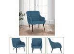 The Living Store Poltrona Blu 63X76X80 Cm In Velluto