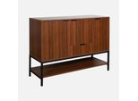 Credenza Effetto Legno Tinto Noce E Metallo A 3 Ante, 110Cm, Marrone
