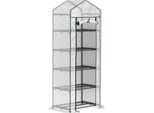 Serra Outsunny Con Porta A Rullo, Ripiani, Serra In Pellicola D'acciaio Resistente All'inverno, Serra Per Balcone, Giardino, Casa Per Pomodori 69 X 49 X 193 Cm, Serra Per Pomodori, Ortaggi, Fiori, Bianco
