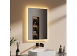 Emke Specchio Da Bagno Con Illuminazione Specchio A Led Con Interruttore A Parete 50 X 70 Cm Bianco Caldo