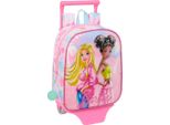 Zaino Scuola Con Ruote Barbie Painterly Pink Sky Blue 22 X 27 X 10 Cm