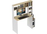 Homcom Scrivania 113 X 45 Cm Scrivania Per Computer Scrivania Per Ufficio Con Ripiani Aperti, Supporto Per Cpu, Struttura In Acciaio Per Ufficio Domestico, Camera Da Letto Rovere