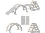 Struttura Per Arrampicata Indoor Aiyaplay, Triangolo Di Arrampicata 5 In 1 Con Scivolo, Arco Di Arrampicata, Rampa Bifacciale Inclusa, Parco Giochi Indoor Per Bambini 18-48 Mesi, Grigio+Bianco