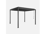 Pergola Bioclimatica 3X3M In Alluminio E Acciaio Con Lamelle Orientabili, Antracite