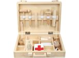 Piede Piccolo 4602 Valigetta Da Medico In Legno, Con Motivo E Imbottitura, Naturale/Bianco/Rosso (1 Set)