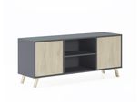 Mobile Tv 2 Porte, Soggiorno, Modello Wind, Grigio Antracite E Rovere, 140X40X57Cm
