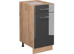 Vicco Mobiletto Base Per Cucina Fame-Line, 40 Cm Senza Piano Di Lavoro, Antracite Lucido/Quercia Dorata