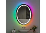 Wisfor Specchio Da Bagno A Led Ovale, 60×80 Cm Specchio Da Parete A Led Per Bagno Con Illuminazione, 8 Colori Di Luce 2800-6500K Dimmerabile Specchio Illuminato Senza Nebbia Con Interruttore A Sfioramento IP65