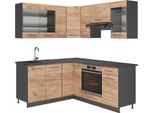 Vicco Cucina Angolare Completa Fame-Line, 160 X 190 Cm Senza Piano Di Lavoro, Quercia Dorata/Antracite