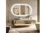 Wisfor Specchio Da Bagno A Led Ovale, Specchio Da Parete 50×100 Cm Con Interruttore A Sfioramento, Antiappannamento Dimmerabile Per Il Trucco In Bagno E In Camera Da Letto, 3 Colori Di Luce, IP56 A Risparmio Energetico