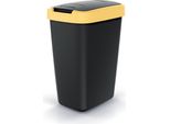 Cestino Per Rifiuti 12L Con Coperchio Keden Compacta Q Nero Con Bordo Giallo