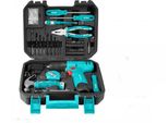 Aku Total THKTHP10812 Trapano Avvitatore Aku 12V Li-Ion Con Set Di Utensili 81 Pz.
