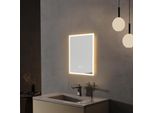 Wisfor Specchio Da Bagno A Led Con Illuminazione, Specchio Da Bagno Con Illuminazione, Specchio Da Parete Dimmerabile Senza Nebbia, Con Interruttore A Sfioramento, 40X50Cm