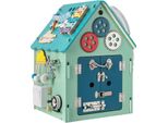 Casetta In Legno Per Bambini Costway, Casetta Educativa Con Giochi Sensoriali E Spazio Di Archiviazione, Giocattolo Di Apprendimento Sensoriale Montessori Per La Motricità Fine, Cubo Di Attività Per Bambini Dai 3 Anni In Su (Blu)