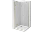Mexen Roma Cabina Doccia A Battente 80 X 80 Cm, Trasparente, Oro + Piatto Doccia Flat - 854-080-080-50-00-4010