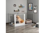 Wisfor Recinto Per Cuccioli Moderno, 163X102,5X80Cm, Recinto Per Cuccioli Fai Da Te In Acrilico A 6 Pezzi, Recinto Con Porta, Recinto Per Cuccioli Per Cani E Conigli