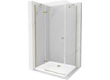Mexen Roma Cabina Doccia Ad Anta Battente 120 X 80 Cm, Trasparente, Oro + Piatto Doccia Flat - 854-120-080-50-00-4010