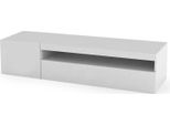 Dmora Mobile Porta Tv Ardy 40X150X37H Cm Bianco Lucido, Apertura A Ribalta 3 Vani Italy