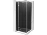 Mexen Roma Cabina Doccia Con Porta A Battente 80 X 80 Cm, Grafite, Cromo + Piatto Doccia Flat, Bianco - 854-080-080-01-40-4010