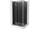 Mexen Roma Cabina Doccia A Battente 110 X 100 Cm, Grafite, Cromo + Piatto Doccia Flat, Bianco - 854-110-100-01-40-4010