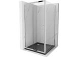 Mexen Apia Cabina Doccia Scorrevole 90 X 90 Cm, Trasparente, Cromato + Piatto Flat, Nero - 840-090-090-01-00-4070