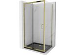 Mexen Apia Cabina Doccia Scorrevole 130 X 70 Cm, Trasparente, Oro + Piatto Flat, Nero - 840-130-070-50-00-4070G