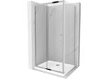Mexen Apia Cabina Doccia Scorrevole 130 X 80 Cm, Trasparente, Cromo + Piatto Flat - 840-130-080-01-00-4010