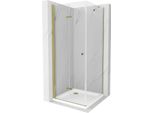 Mexen Lima Cabina Doccia Pieghevole 80 X 80 Cm, Trasparente, Oro + Piatto Flat - 856-080-080-50-00-4010