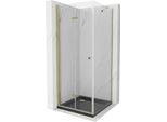 Mexen Lima Cabina Doccia Pieghevole 80 X 80 Cm, Trasparente, Oro + Piatto Flat, Nero - 856-080-080-50-00-4070G
