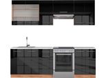 Vicco Cucina Componibile Fame-Line, 240 Cm , Pt Marmo, Antracite Lucido/Oro Power Oak
