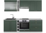 Vicco Cucina Componibile Fame-Line, 235 Cm , Pt Marmo, Verde-Oro Country House/Bianco