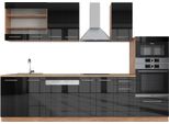Vicco Cucina Componibile Fame-Line, 300 Cm Con Armadio Alto, Pt Rovere, Antracite Lucido/Oro Power Oak
