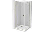 Mexen Roma Duo Cabina Doccia Battente 80 X 80 Cm, Trasparente, Oro + Piatto Doccia Flat - 854-080-080-50-02-4010G