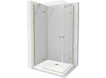 Mexen Roma Duo Cabina Doccia A Battente 100 X 90 Cm, Trasparente, Oro + Piatto Doccia Flat - 854-100-090-50-02-4010G