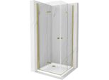 Mexen Lima Duo Cabina Doccia Pieghevole 80 X 80 Cm, Trasparente, Oro + Piatto Doccia Flat - 856-080-080-50-02-4010G