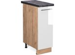 Vicco Armadio Cucina Dispensa Alto Fame-Line, 30 Cm , Pt Antracite, Bianco Lucido/Quercia Dorata