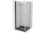 Mexen Lima Cabina Doccia Pieghevole 90 X 90 Cm, Trasparente, Nera + Piatto Doccia Flat, Nero - 856-090-090-70-00-4070B