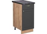 Vicco Mobiletto Base Per Cucina Fame-Line, 40 Cm , Pt Antracite, Antracite-Oro/Quercia Dorata