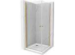 Mexen Pretoria Duo Cabina Doccia A Battente 80 X 80 Cm, Trasparente, Oro + Piatto Doccia Flat - 852-080-080-50-02-4010G
