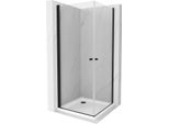 Mexen Pretoria Duo Cabina Doccia A Battente 80 X 80 Cm, Trasparente, Nero + Piatto Doccia Flat - 852-080-080-70-02-4010B