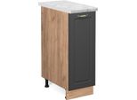 Vicco Armadio Cucina Dispensa Alto Fame-Line, 30 Cm , Pt Marmo, Antracite-Oro/Quercia Dorata