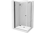 Mexen Lima Cabina Doccia Pieghevole 70 X 120 Cm, Trasparente, Nero + Piatto Doccia Flat, Bianco - 856-070-120-70-00-4010B