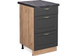 Vicco Mobiletto Base Per Cucina Fame-Line, 50 Cm , Pt Antracite, Antracite-Oro/Quercia Dorata