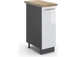 Vicco Armadio Cucina Dispensa Alto Fame-Line, 30 Cm , Pt Rovere, Bianco Lucido/Antracite