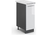 Vicco Armadio Cucina Dispensa Alto Fame-Line, 30 Cm , Pt Marmo, Bianco Lucido/Antracite