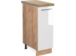 Vicco Armadio Cucina Dispensa Alto Fame-Line, 30 Cm , Pt Rovere, Bianco Lucido/Quercia Dorata