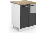 Vicco Mobiletto Base Cucina Fame-Line, 60 Cm , Pt Rovere, Antracite Lucido/Bianco