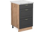 Vicco Mobiletto Base Per Cucina Fame-Line, 50 Cm , Pt Marmo, Antracite-Oro/Quercia Dorata